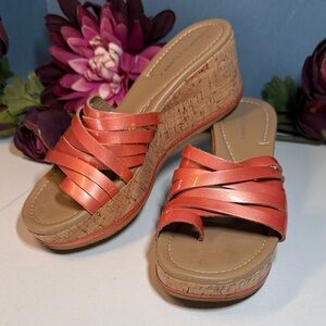 Donald J. Pliner Sheena Coral Cork Platform Wedge Sandals
